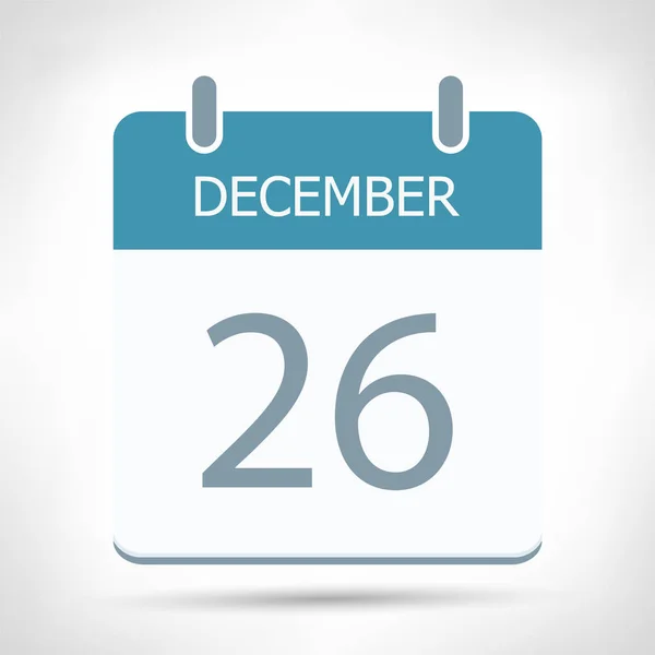 26 de diciembre - Icono del calendario - Plantilla de diseño plano del calendario — Archivo Imágenes Vectoriales