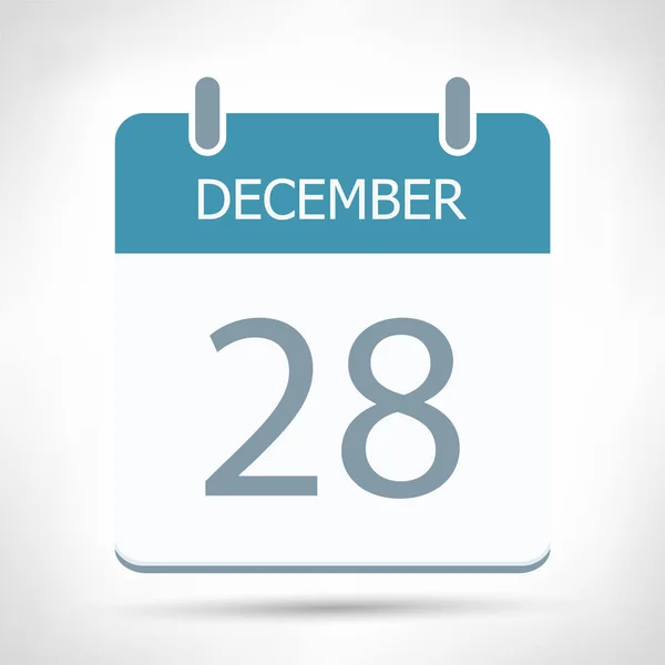 28 de diciembre - Icono del calendario - Plantilla de diseño plano del calendario — Vector de stock