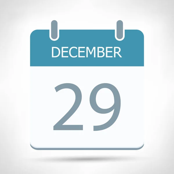 29 de diciembre - Icono del calendario - Plantilla de diseño plano del calendario — Archivo Imágenes Vectoriales