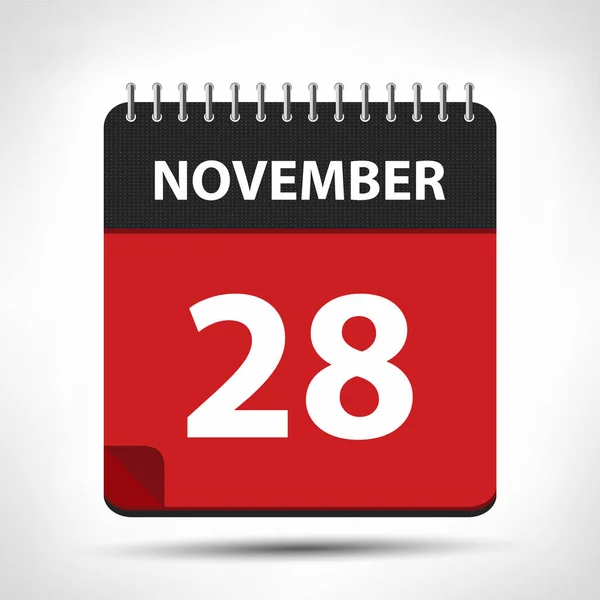 28 november-kalenderikon-mall för kalender design — Stock vektor