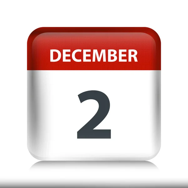 December 2 - Glossy Calendar Icon - Calendar design template — Stock Vector