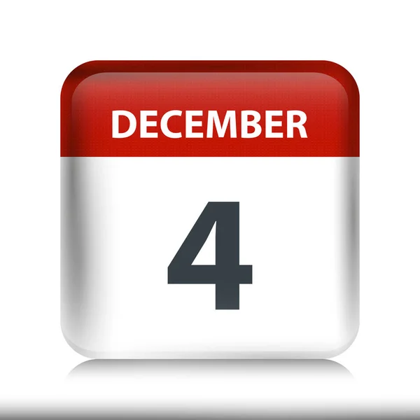 4. Dezember - Hochglanz-Kalendersymbol - Kalenderentwurf-Vorlage — Stockvektor