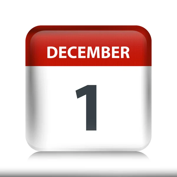 1 december-glanzend kalenderpictogram-kalender ontwerpsjabloon — Stockvector