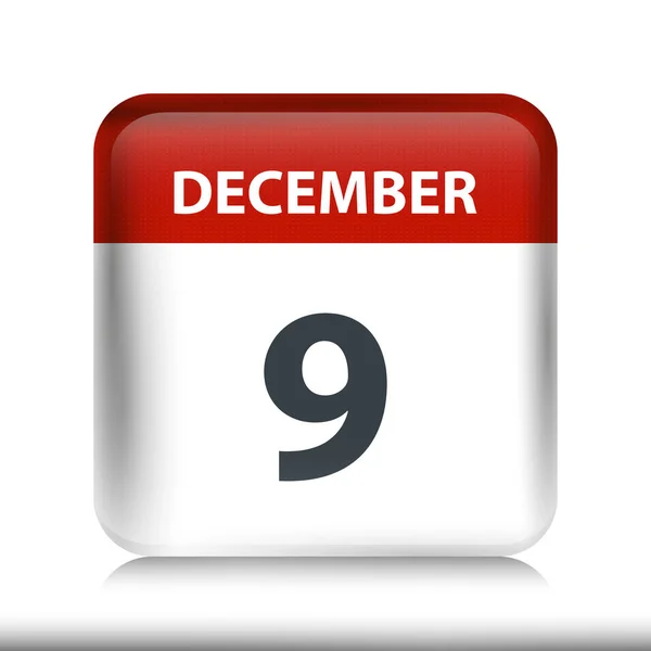 9 december-glanzend kalenderpictogram-kalender ontwerpsjabloon — Stockvector