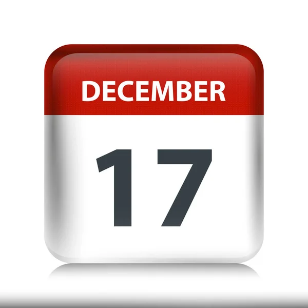 17 december-glanzend kalenderpictogram-kalender ontwerpsjabloon — Stockvector