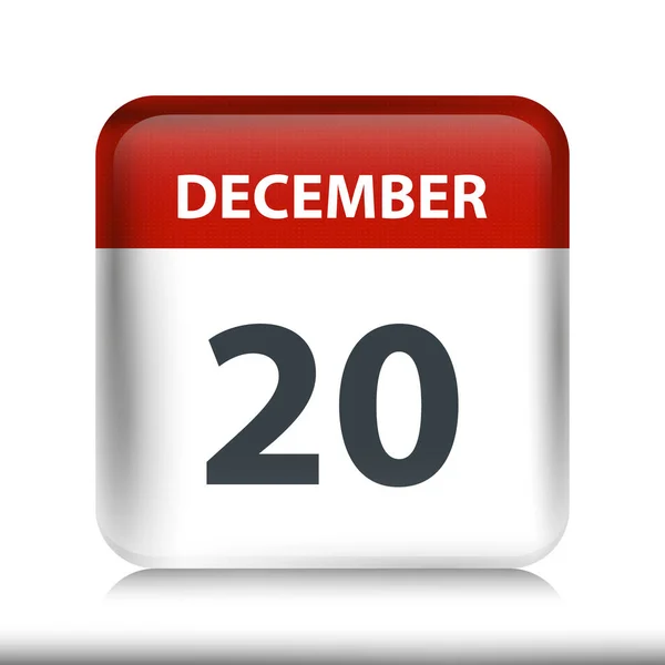 20 Δεκεμβρίου-εικονίδιο γυαλιστερού ημερολογίου-πρότυπο σχεδίασης ημερολογίου — Διανυσματικό Αρχείο