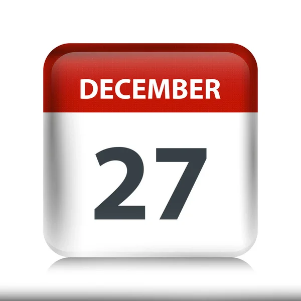 27 de dezembro - Ícone de calendário brilhante - Modelo de design de calendário — Vetor de Stock