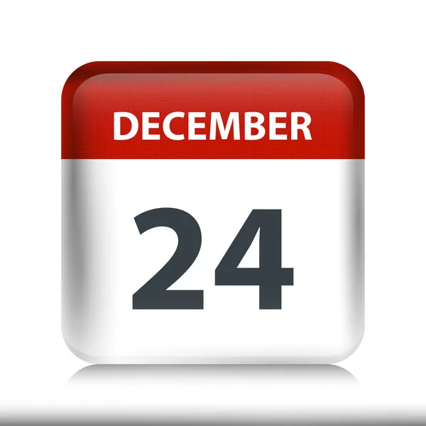 24 décembre - Glossy Calendar Icon - Modèle de conception de calendrier — Image vectorielle
