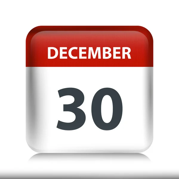 30 декабря - Икона глянцевого календаря - шаблон календаря — стоковый вектор