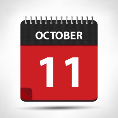 11 Ekim - Takvim Simgesi - Takvim tasarım şablonu