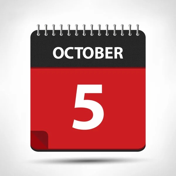 5 Οκτωβρίου-εικονίδιο ημερολογίου-πρότυπο σχεδίασης ημερολογίου — Διανυσματικό Αρχείο