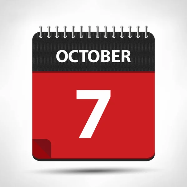 7 oktober-kalenderikon-mall för kalender design — Stock vektor