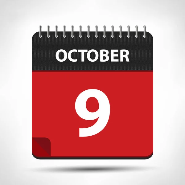 9 oktober-kalenderpictogram-kalender ontwerpsjabloon — Stockvector