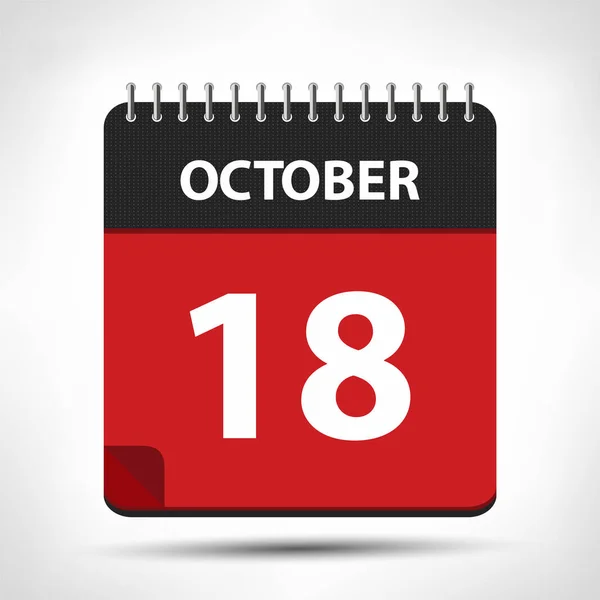 18. října – ikona kalendáře-šablona návrhu kalendáře — Stockový vektor