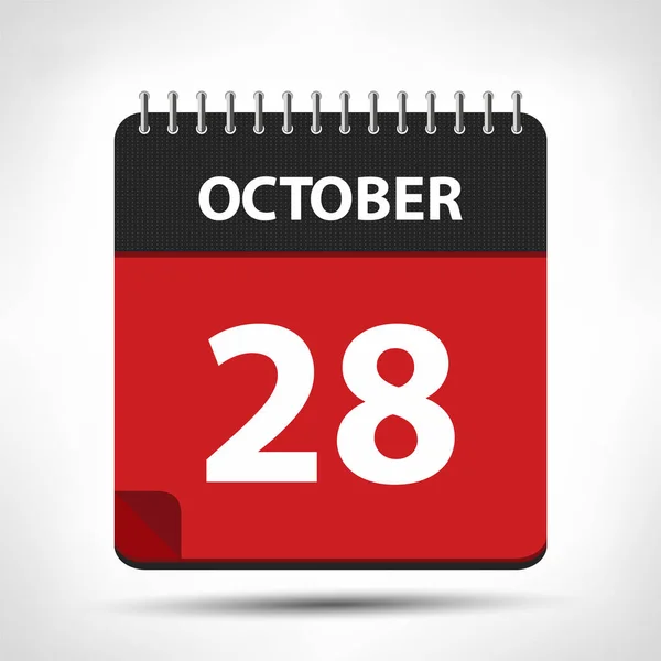 28. Oktober - Kalendersymbol - Kalenderentwurf-Vorlage — Stockvektor