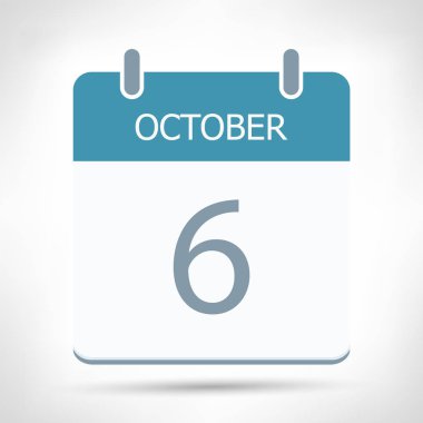 6 Ekim - Takvim Simgesi - Takvim düz tasarım şablonu