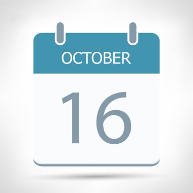 16 Ekim - Takvim Simgesi - Takvim düz tasarım şablonu