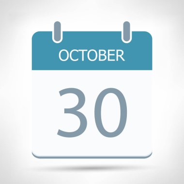 30 Ekim - Takvim Simgesi - Takvim düz tasarım şablonu