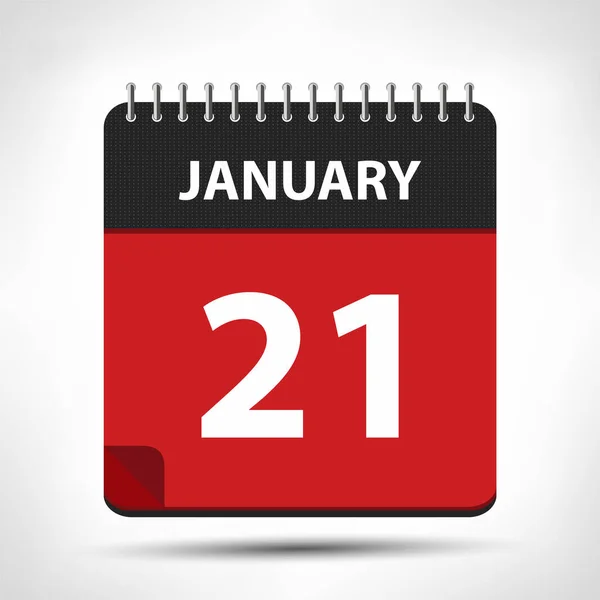 21 de enero - Icono del calendario - Plantilla de diseño del calendario — Archivo Imágenes Vectoriales