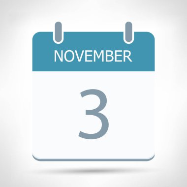 3 Kasım - Takvim Simgesi - Takvim düz tasarım şablonu