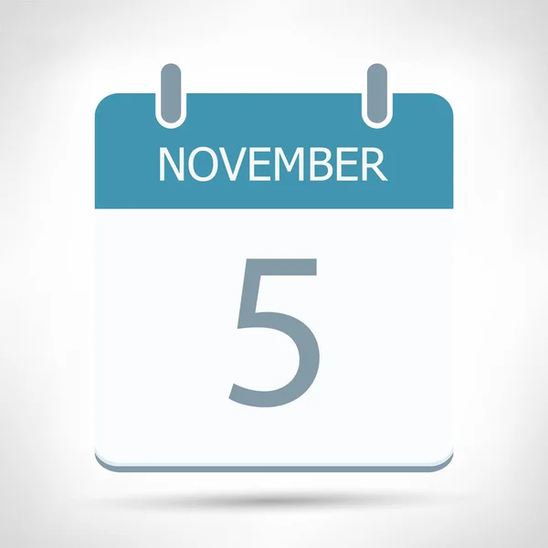 November 5 - Calendar Icon - Calendar flat design template — Stock Vector