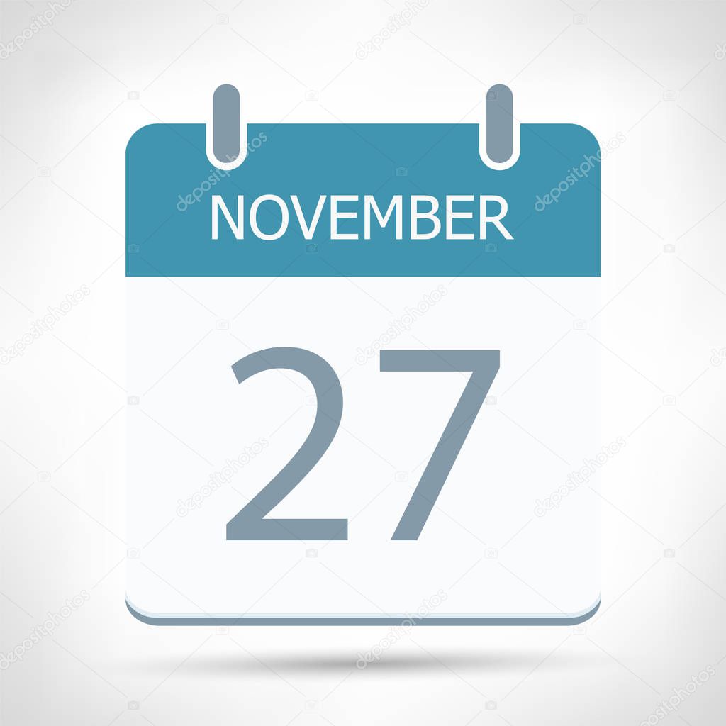 November 27 - Calendar Icon - Calendar flat design template