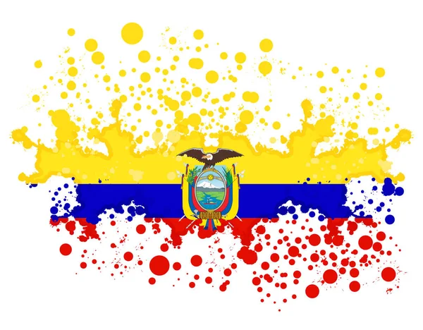 Abstraktní Akvarel Stříkne Vlajku Ekvádoru Šablona Pro Národní Dovolenou Pozadí — Stockový vektor