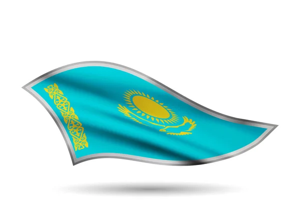 Dynamic Waving Flag Kazakhstan Inglés Tapa Banda Estilizada — Vector de stock