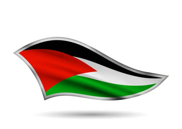 Dynamic Waving Drapeau Palestine Bande Chapeau Stylisée — Image vectorielle