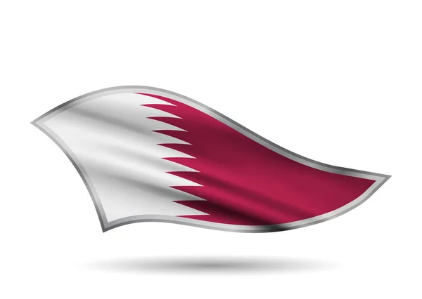 Bendera Lambaian Dinamis Qatar Kap Band Bergaya - Stok Vektor