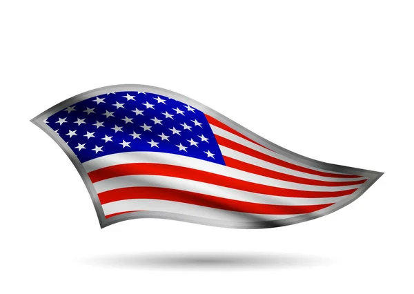 Dynamic Waving Flagge Der Usa Kappenband Stilisiert — Stockvektor