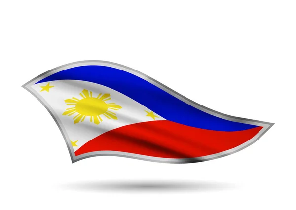 Dynamisch Wehende Flagge Der Philippinen Kappenband Stilisiert — Stockvektor