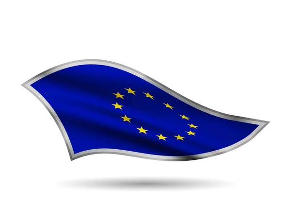 Acenando Bandeira União Europeia Faixa Tampas Estilizada — Vetor de Stock