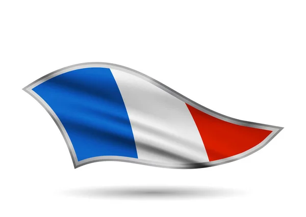 Bandera Dinámica Ondeante Francia Tapa Banda Estilizada — Vector de stock