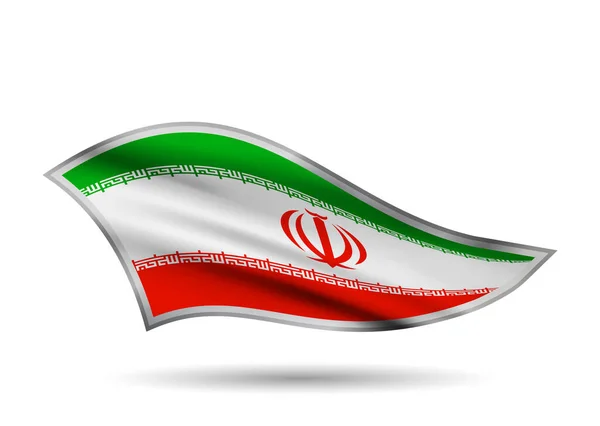 飘扬的伊朗国旗 帽带样式化 — 图库矢量图片