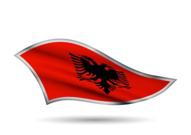 Arnavutluk Bayrağı 'nı sallıyor. Cap-band stilize edildi.