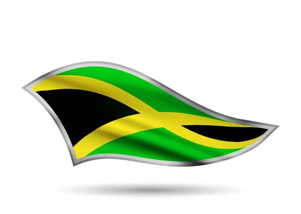 Acenando Bandeira Jamaica Faixa Tampas Estilizada — Vetor de Stock