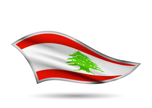 Zwaaiende Vlag Van Libanon Gestileerde Capsuleband — Stockvector