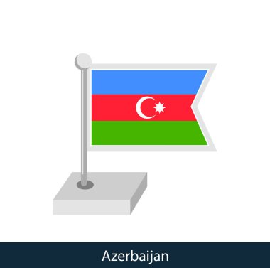Azerbaycan Masa Bayrağı. Düz stil. Vektör.