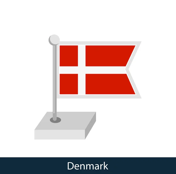 丹麦国旗 平淡的风格 — 图库矢量图片