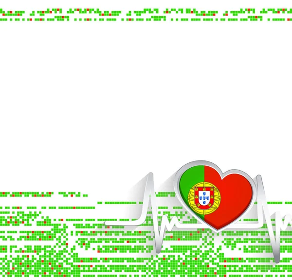 Патріотичне Походження Португалії Форма Серця Серцебиття Португальського Прапора Приклад Вектора — стоковий вектор