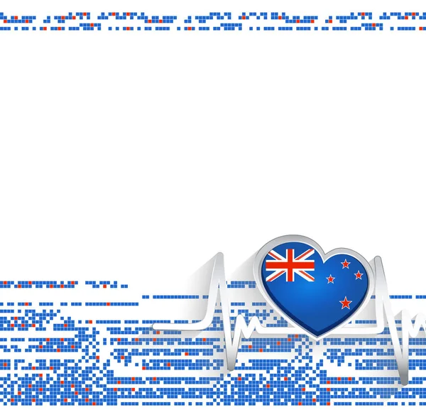 Fondo Patriótico Nueva Zelanda Bandera Nueva Zelanda Forma Corazón Latidos — Archivo Imágenes Vectoriales