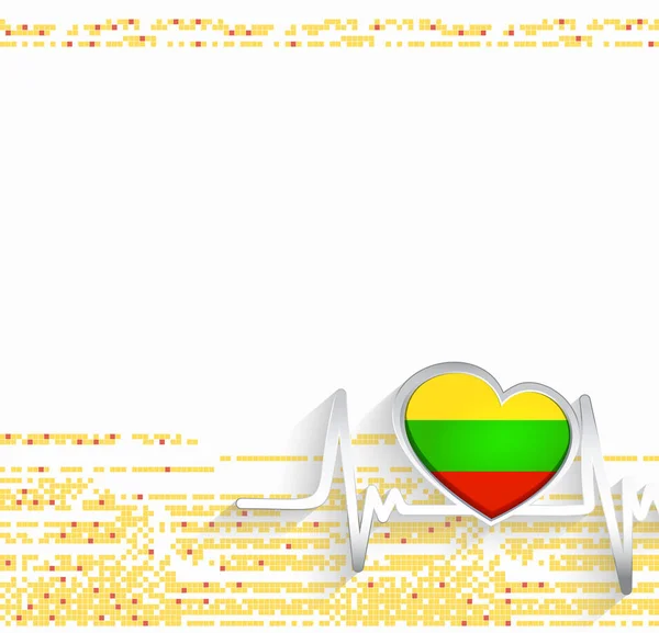 Litauen Patriotischer Hintergrund Litauische Flagge Herzförmig Und Herzschlaglinie Vektorillustration — Stockvektor