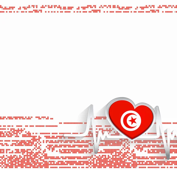 Tunesië Patriottische Achtergrond Tunesië Vlag Hartvormige Hartslag Lijn Vectorillustratie — Stockvector