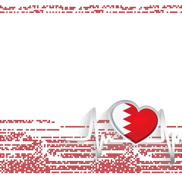 Bahreïn Contexte Patriotique Drapeau Bahreïn Forme Coeur Ligne Battement Coeur — Image vectorielle