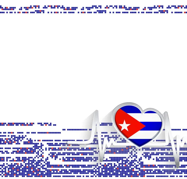 Fondo Patriótico Cuba Bandera Cuba Forma Corazón Latido Del Corazón — Archivo Imágenes Vectoriales