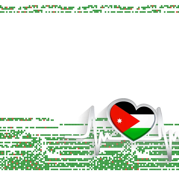 Jordánský Patriotický Původ Jordánská Vlajka Tvaru Srdce Srdeční Linie Vektorová — Stockový vektor