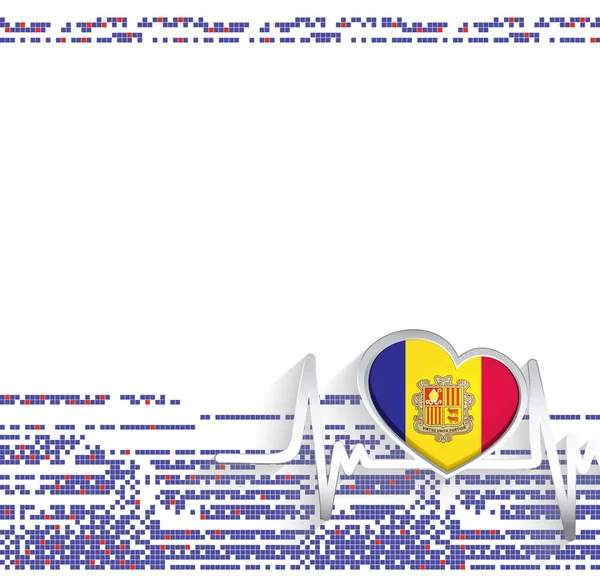 Andorra Patriottische Achtergrond Andorra Vlag Hartvormige Hartslag Lijn Vectorillustratie — Stockvector