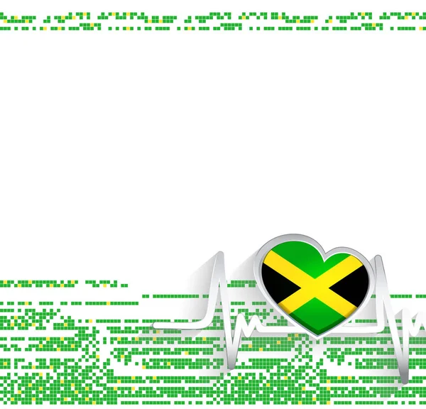 Jamaica Patriotic Background Jamaica Bandeira Forma Coração Linha Batimento Cardíaco — Vetor de Stock