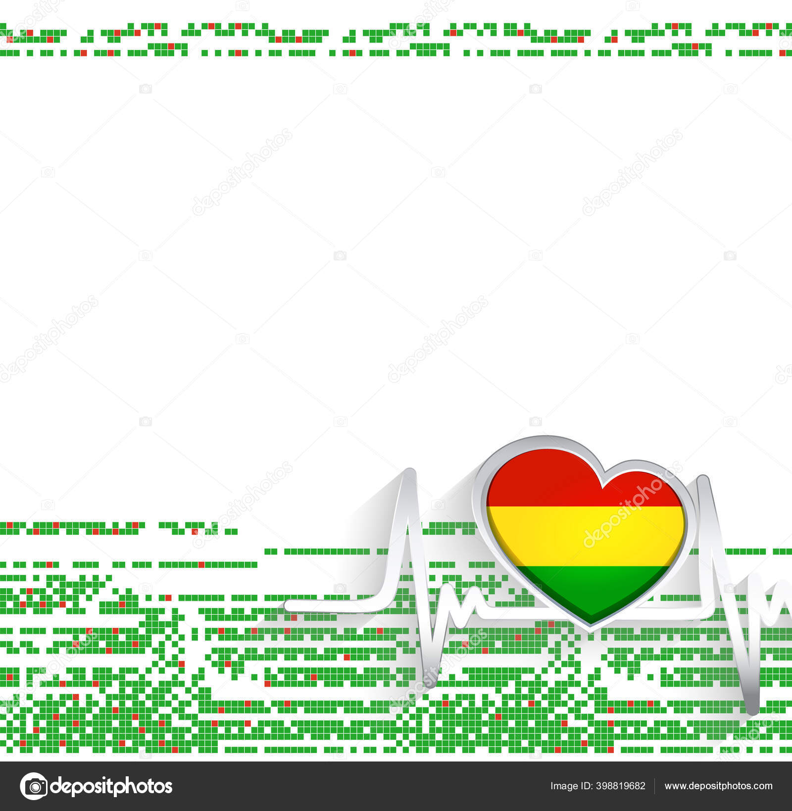 Bolivia Patriotic Background Bolivia Flag Heart Shaped Heartbeat Line